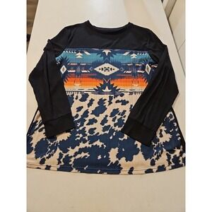Crazy Train Women's Top 2XL Aztec Southwestern Colorful Print Long Sleeve (A1162